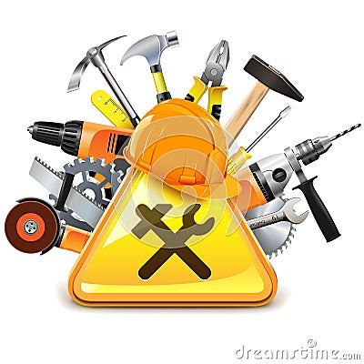 Vector Construction Tools with Sign Vector Illustration