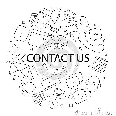 Vector Contact us pattern with word. Contact us background Vector Illustration