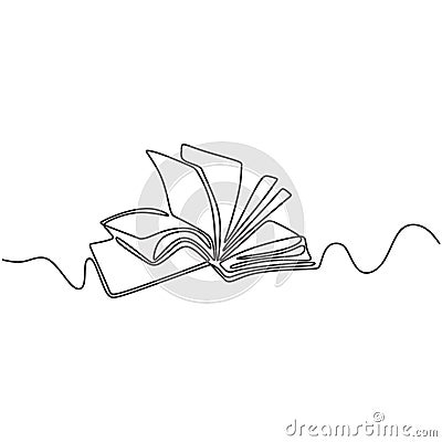 Vector continuous line drawing of book. Educational Idea concept minimalist design Vector Illustration