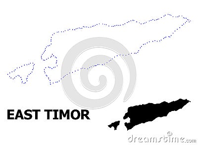 Vector Contour Dotted Map of East Timor with Caption Vector Illustration