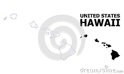 Vector Contour Dotted Map of Hawaii State with Caption Vector Illustration