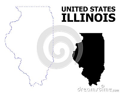 Vector Contour Dotted Map of Illinois State with Name Vector Illustration