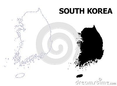 Vector Contour Dotted Map of South Korea with Name Vector Illustration