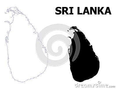 Vector Contour Dotted Map of Sri Lanka with Caption Vector Illustration