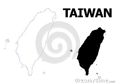 Vector Contour Dotted Map of Taiwan with Caption Vector Illustration