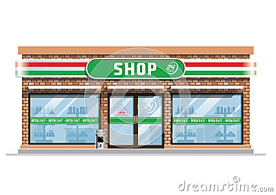 Convenience store building Vector Illustration