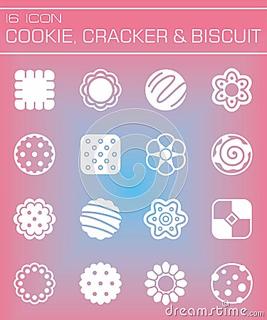 Vector Cookie, craker, biscuit icon set Vector Illustration