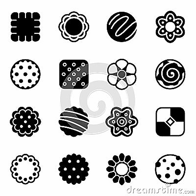 Vector Cookie, craker, biscuit icon set Vector Illustration