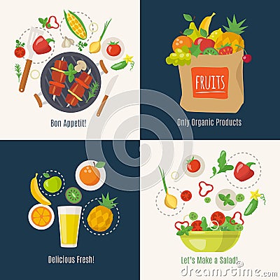 Vector cooking infographic in flat style with food food. Vector Illustration