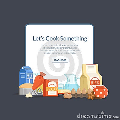 Vector cooking ingridients or groceries Vector Illustration