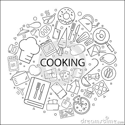 Vector Cooking pattern with word. Cooking background Vector Illustration