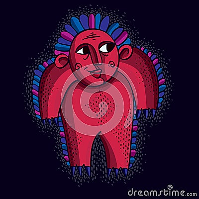 Vector cool cartoon funny monster, simple red weird creature. Cl Vector Illustration
