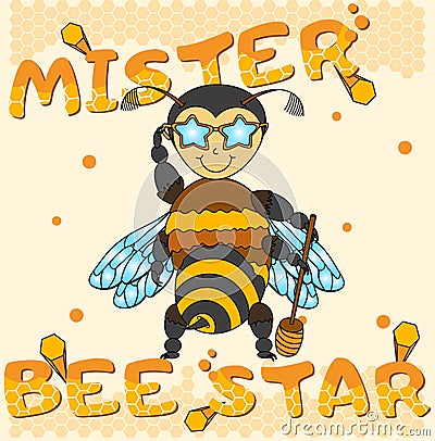 Vector cool honey bee boy Vector Illustration