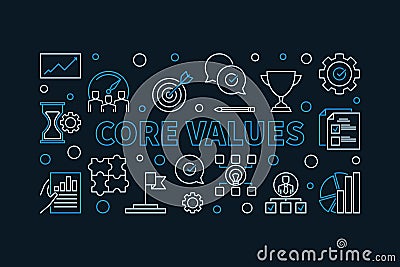 Vector Core Values horizontal linear simple illustration Vector Illustration