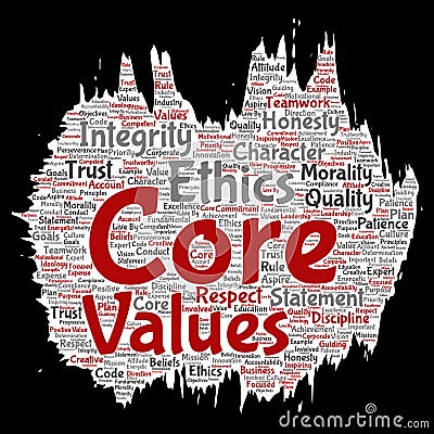 Vector core values integrity ethics paint brush Vector Illustration