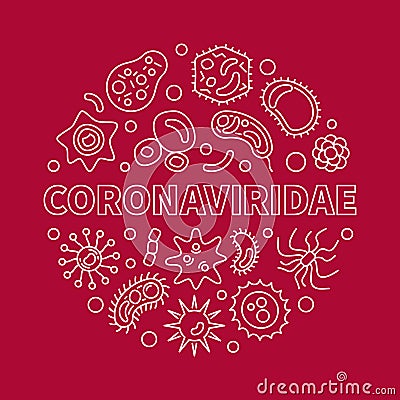 Vector Coronaviridae concept linear minimal circular illustration Vector Illustration