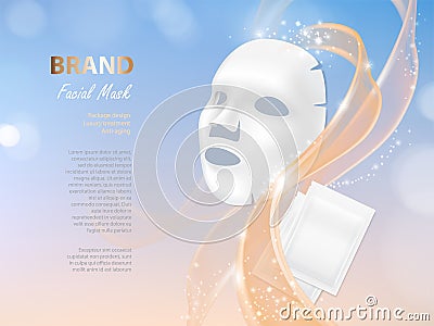 Vector cosmetic banner with 3d vector facial mask Vector Illustration