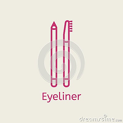 Vector cosmetic eyeliner pencil thin line icon. Vector Illustration