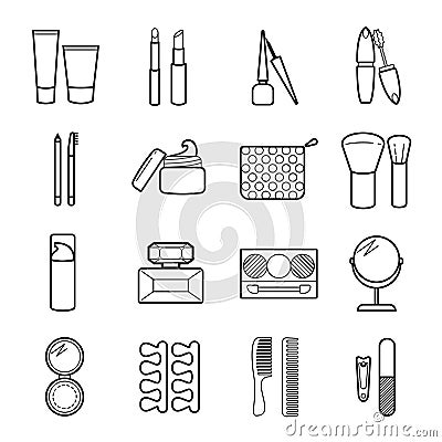 Vector cosmetic icons set. Cartoon Illustration