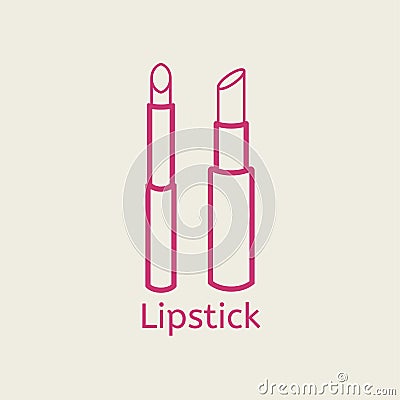 Vector cosmetic lipstick line icon. Vector Illustration