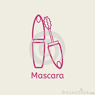 Vector cosmetic mascara thin line icon. Vector Illustration