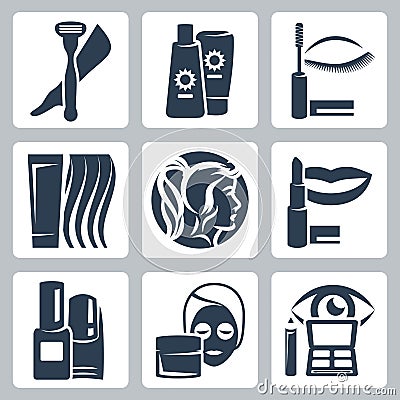 Vector cosmetology icons set Vector Illustration