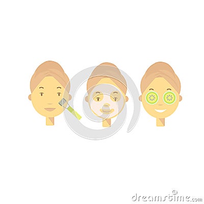 Vector Cosmetology. Vector illustration of Cosmetic procedures. Cartoon Illustration