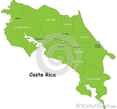 Vector Costa Rica map Cartoon Illustration