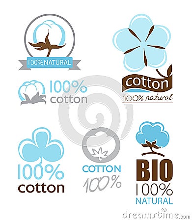 Vector cotton icons set Vector Illustration