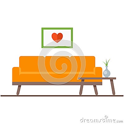 Vector couch for living room illustration couchsurfing icon Vector Illustration