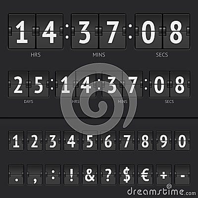 Vector countdown timer and scoreboard numbers Vector Illustration