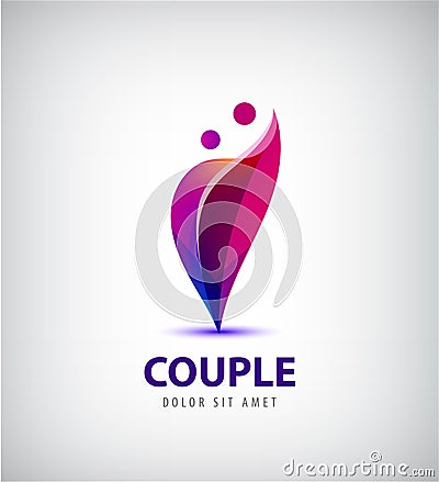 Vector couple logo. Love, support, man and woman together icon, concept. Vector Illustration