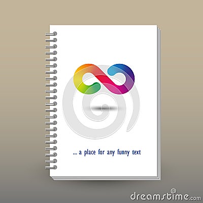Vector cover of diary with ring spiral binder - format A5 - layout brochure concept - rainbow spectrum colored infinit Vector Illustration
