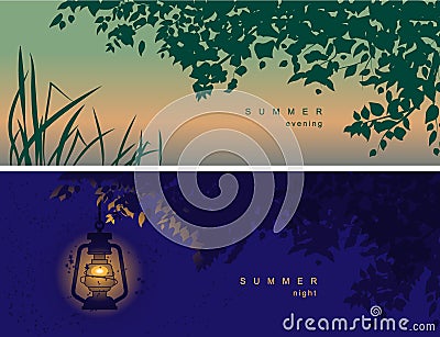 Vector cover for social networks, header with a summer mood, with the image of nature Vector Illustration