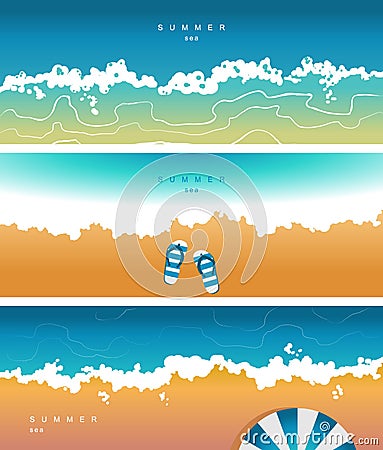 Vector cover for social networks, header with a summer mood, with the image of the sea Vector Illustration