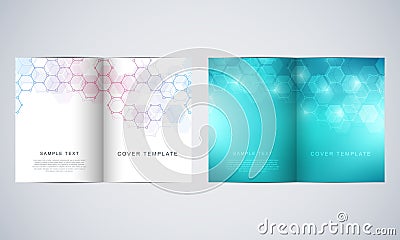 Vector covers or brochure for medicine, science and digital technology. Geometric abstract background with hexagons Vector Illustration