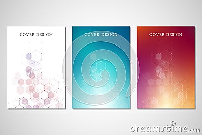 Vector covers or brochure for medicine, science and digital technology. Geometric abstract background with hexagons Vector Illustration