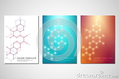 Vector covers or brochure for medicine, science and digital technology. Geometric abstract background with hexagons Vector Illustration