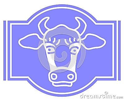 Vector cow logo for label, fermented milk product. Farm animals. Vector Illustration
