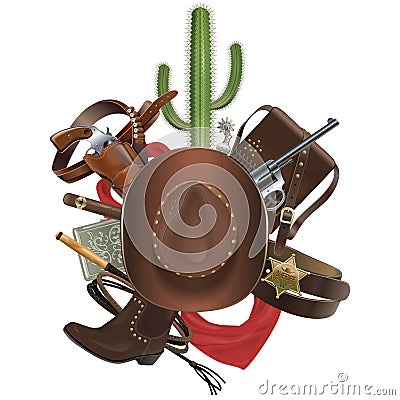 Vector Cowboy Concept with Hat Vector Illustration
