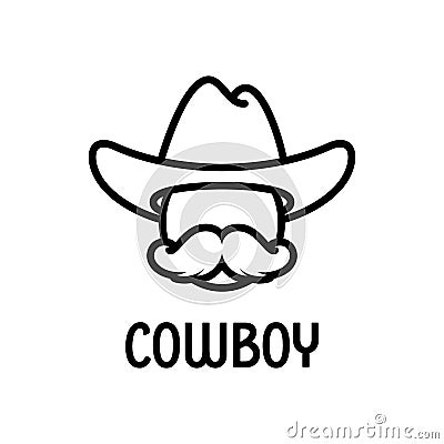 Vector cowboy icon with hat Vector Illustration