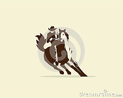 Vector of Cowboy riding wild horse Vector Illustration