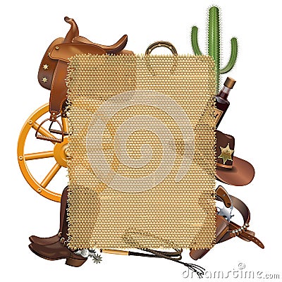 Vector Cowboy Sackcloth Frame Vector Illustration