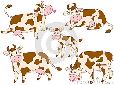 Vector Cows Set Vector Illustration