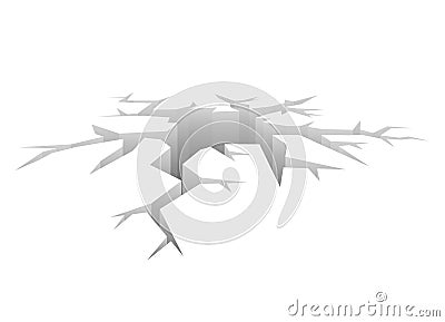 Vector Crack. Designed Hole. Crash Concept white Background Vector Illustration