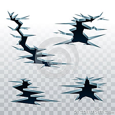 Vector crack in earth icons set Vector Illustration