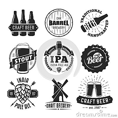 Vector craft beer logos Vector Illustration