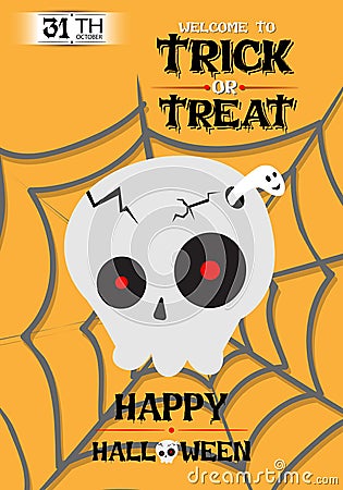 Vector Cranium Poster Halloween Party Stock Photo