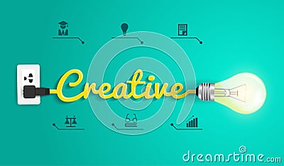 Vector creative concept with light bulb idea Vector Illustration