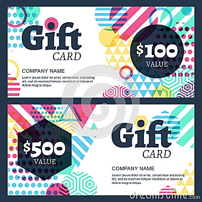 Vector creative gift voucher or card background template. Abstra Vector Illustration